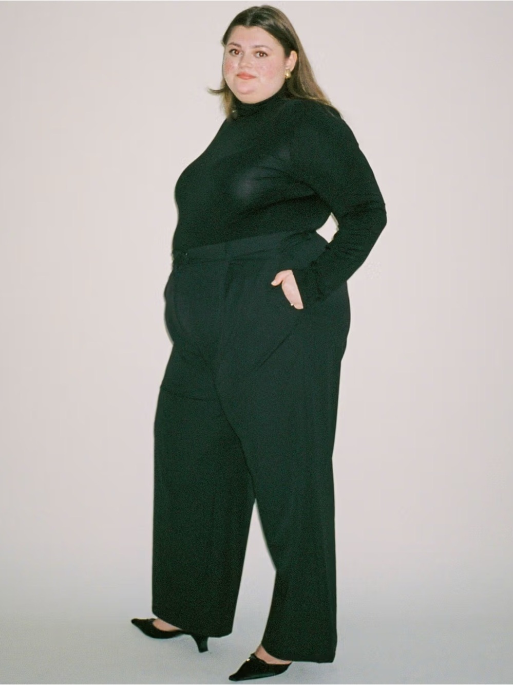 Djerf Avenue Favorite Pants Black Wide Leg High Rise Trouser Workwear - Size 3XL